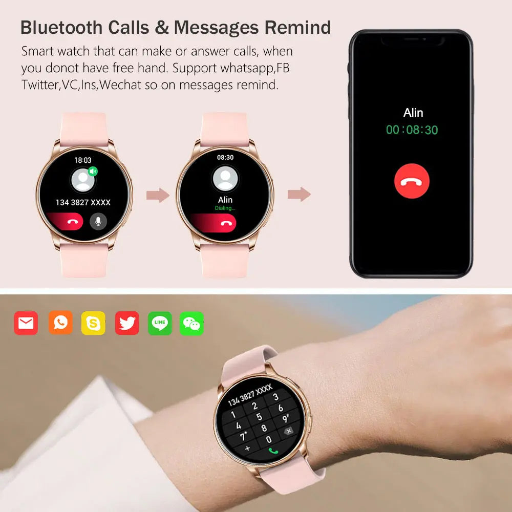 Bluetooth Smart Call Watch Heart Rate Blood Pressure Monitor - ryshop