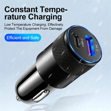 USB Car Charger Type C Dual Ports Fast Charging Phone Adapter ryshop