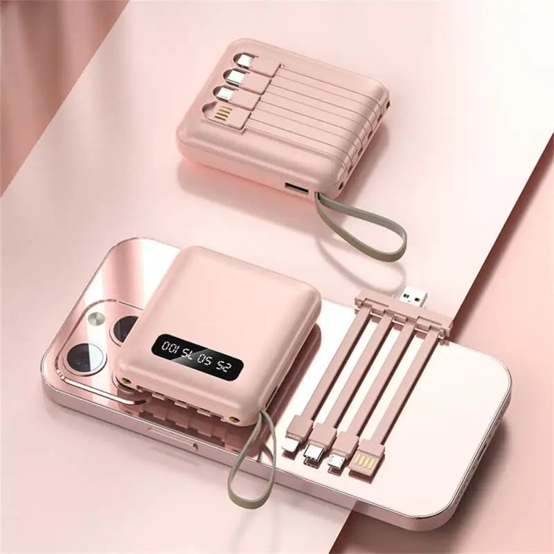 Mirror Screen Mini Fast Charge 20000mAh Power Bank with Built-In Cables ryshop