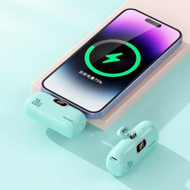 Mini 10000mAh Power Bank with Built Cable for Mobile Devices ryshop