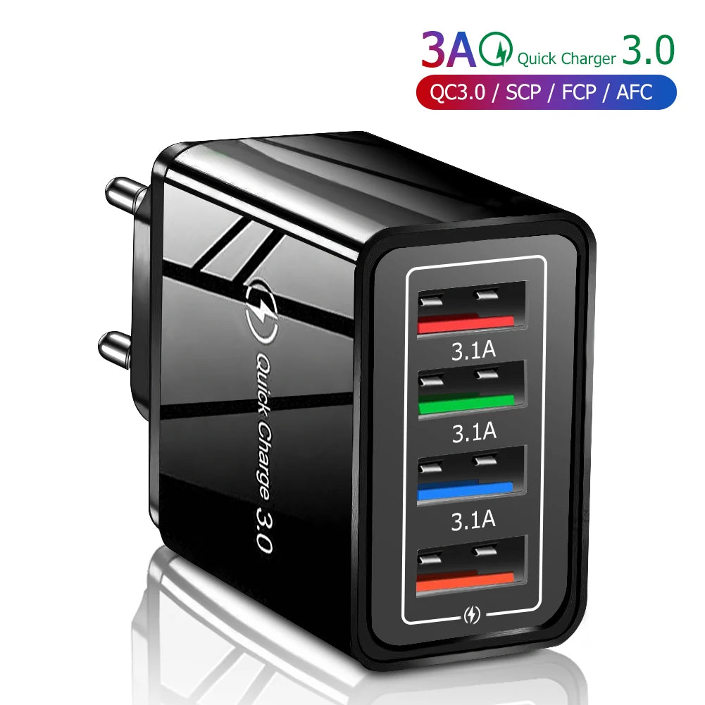 EOENKK 3A USB Charger 4 Port Quick Charge 3.0 Wall Adapter ryshop