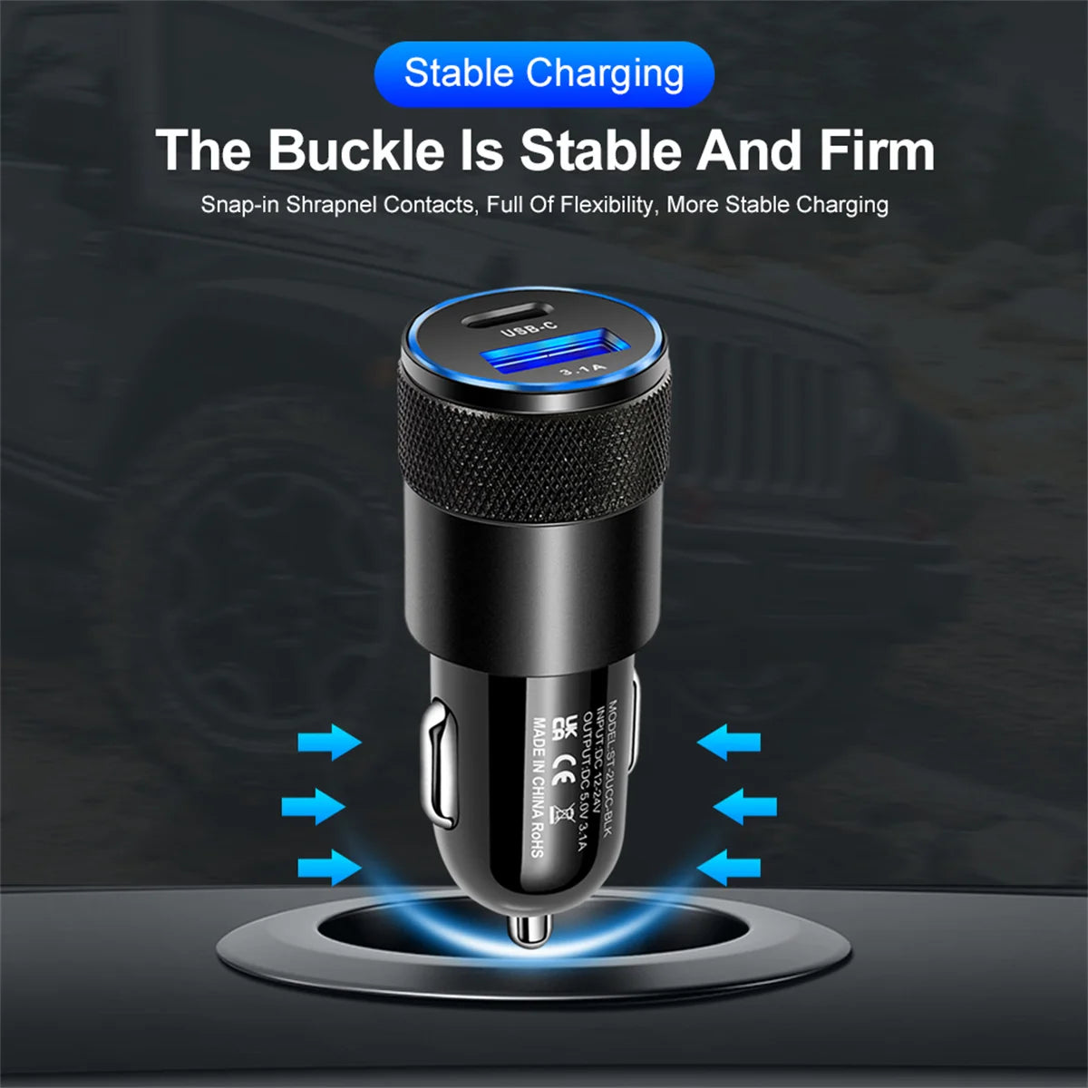 USB Car Charger Type C Dual Ports Fast Charging Phone Adapter ryshop