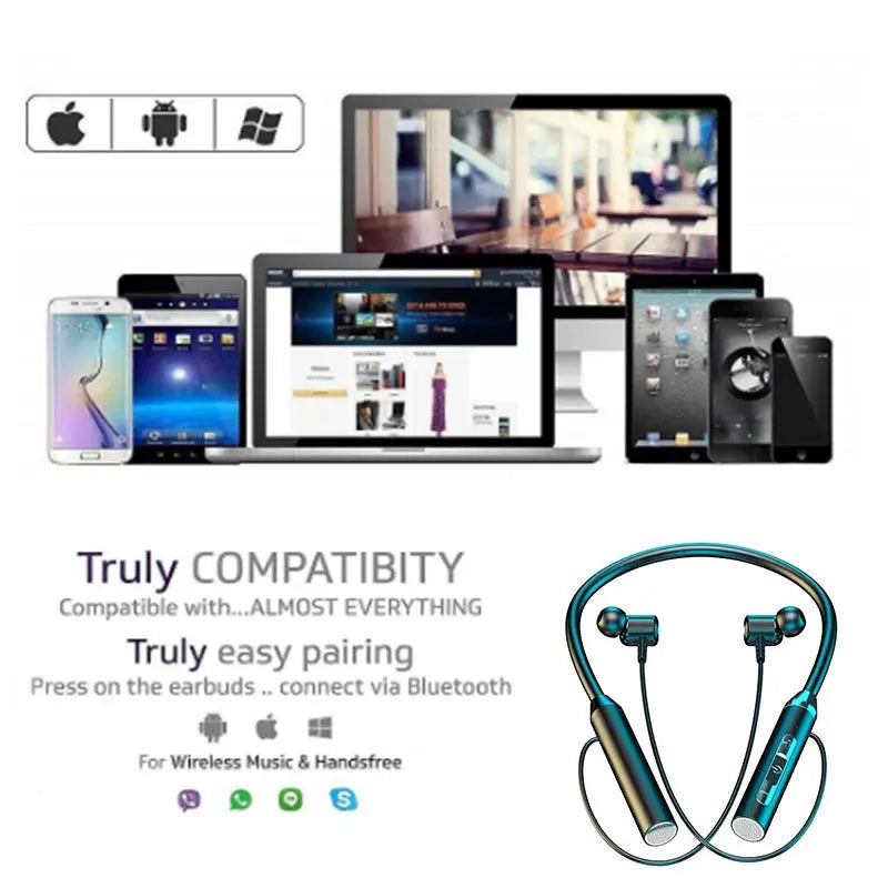 XYJS Wireless Bluetooth Earphones Neckband Headphones - Gaming Stereo Sports Headset ryshop
