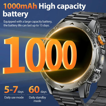 LIGE New Military Outdoor Sport Smart Watch Men Flashlight IP68 Waterproof 1.7" HD Wireless Call Smartwatch 1000mAh Big Battery ryshop