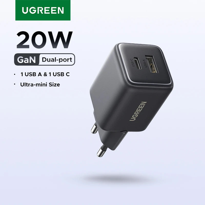 UGREEN 20W GaN Charger PD3.0 QC3.0 Mini USB C Phone Charger ryshop