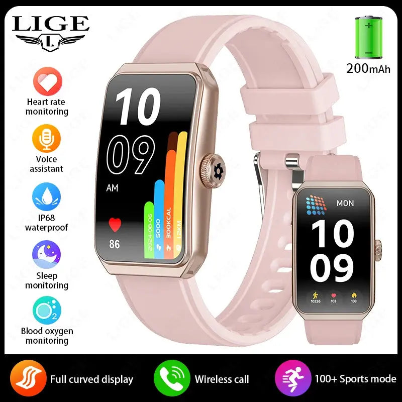 LIGE 2025 New 1.47" HD Curved Screen Smartwatch Men Women Bluetooth Call AI Voice Fitness Tracker Smart Watch For Android IOS
