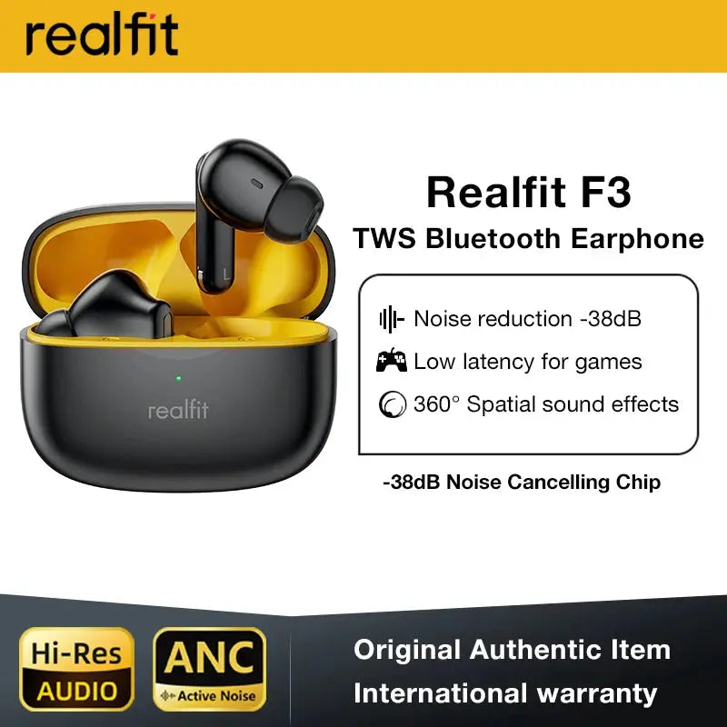 REALFIT F3 ANC Bluetooth Earphones with Superior Bass for Sports and Gaming ryshop