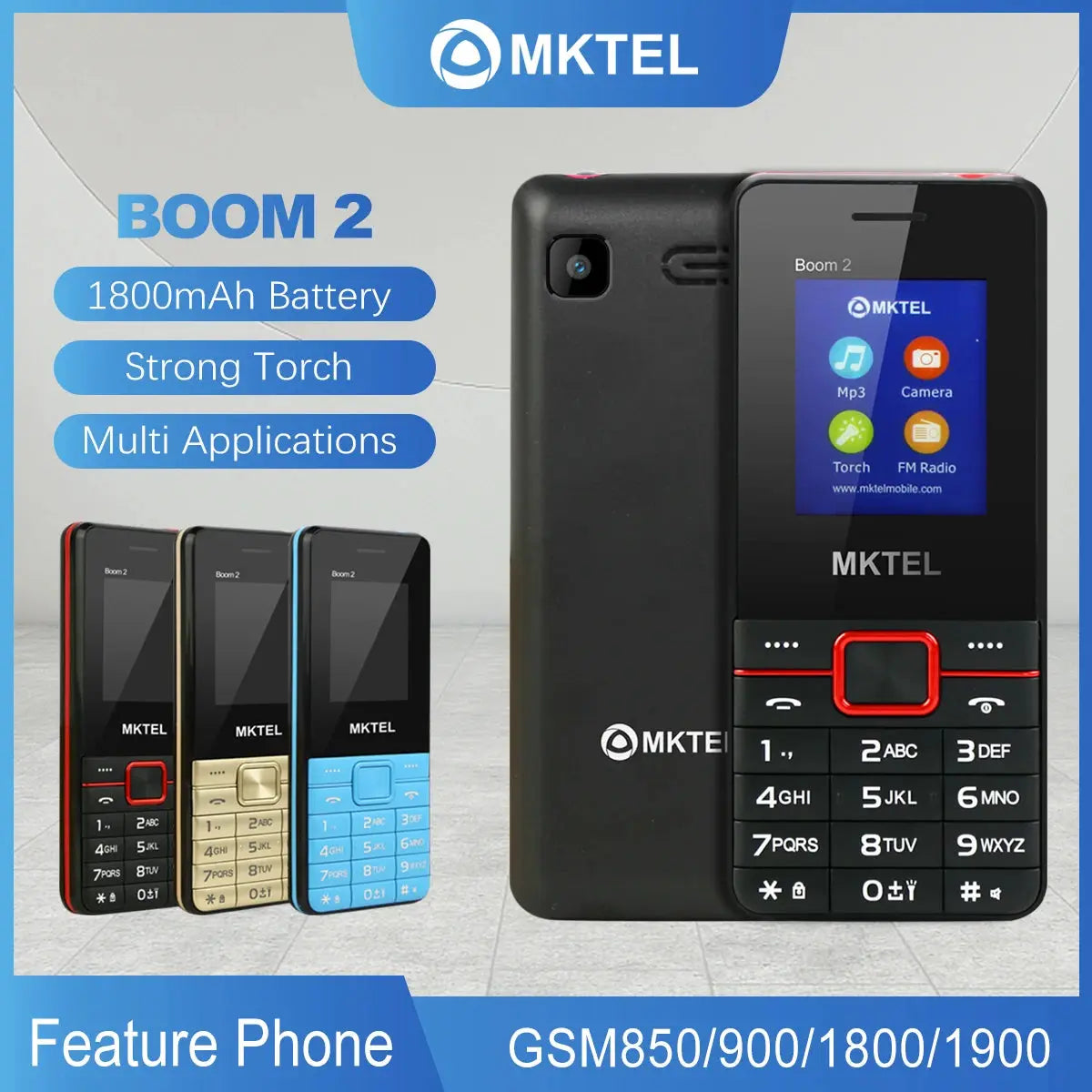 MKTEL BOOM 2 Feature Phone - Dual SIM with 1800mAh Battery ryshop