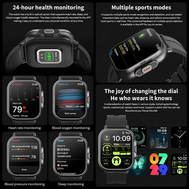 LIGE New 2 In 1 TWS Smart Watch With Earbuds Heart Rate NFC Bluetooth Call Music Play Sports Fitness Earphone Smartwatch Men
