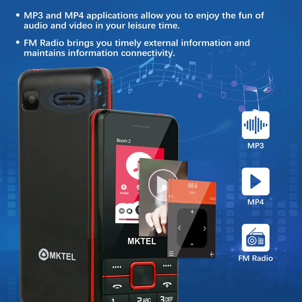 MKTEL BOOM 2 Feature Phone - Dual SIM with 1800mAh Battery ryshop