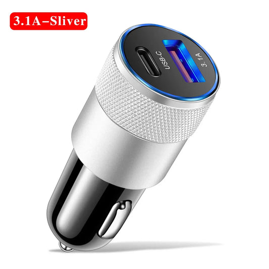 USB Car Charger Type C Dual Ports Fast Charging Phone Adapter ryshop