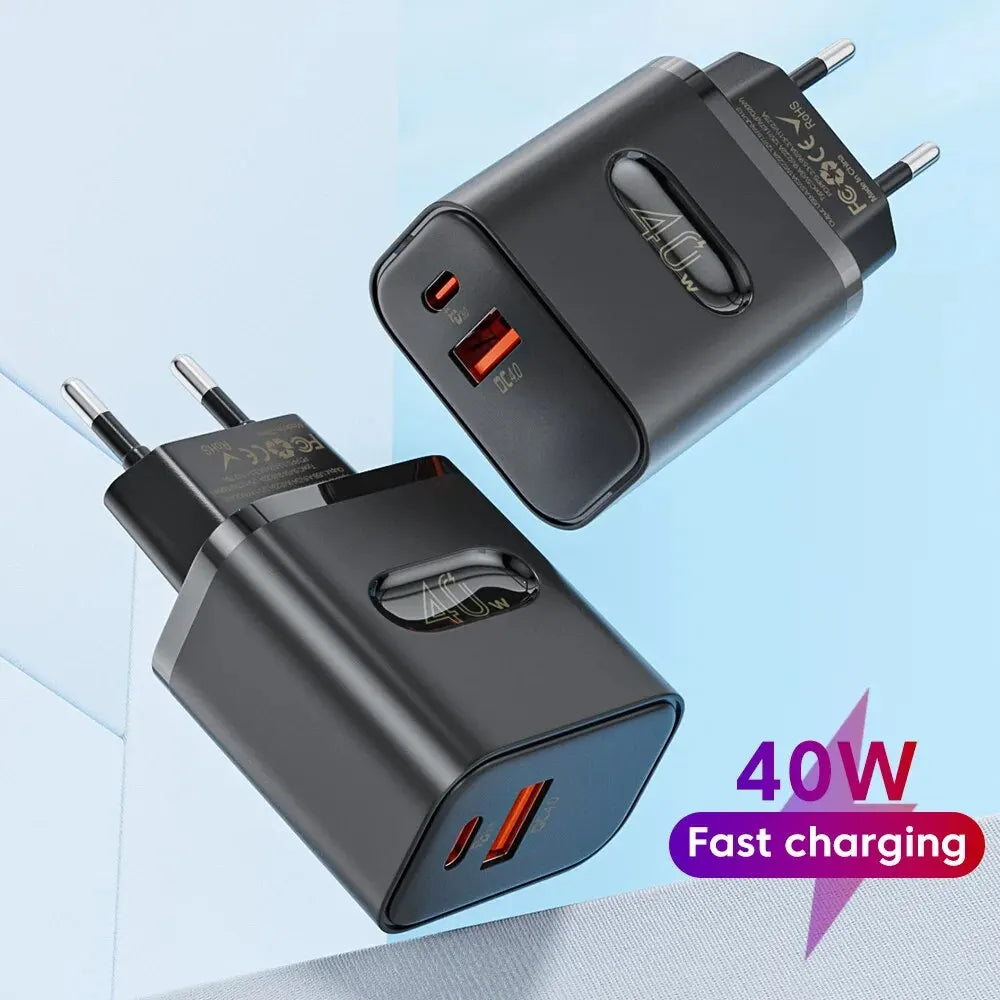 40W Dual Port USB Type C Charger - Quick Fast Charging Adapter ryshop