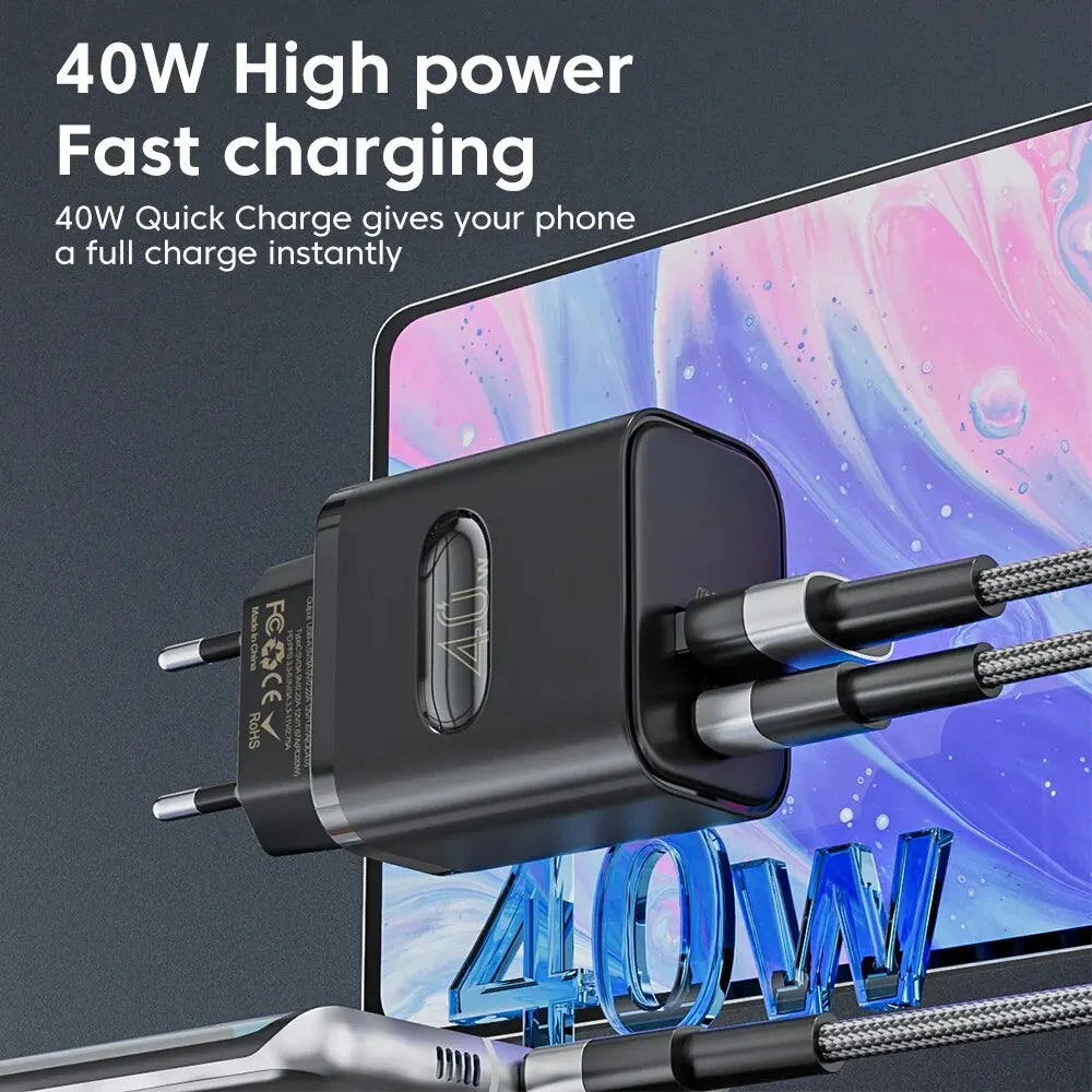 40W Dual Port USB Type C Charger - Quick Fast Charging Adapter ryshop