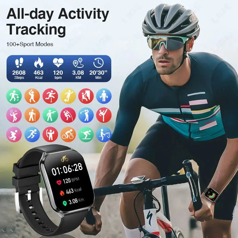 LIGE For HUAWEI Ultra-Thin Smart Watch 1.96" AMOLED Curved Screen Bluetooth Call Heart Rate Blood Pressure Men Women Smartwatch