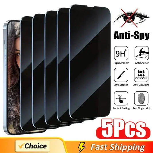 5Pcs Full Cover Privacy Screen Protector for iPhone Models ryshop