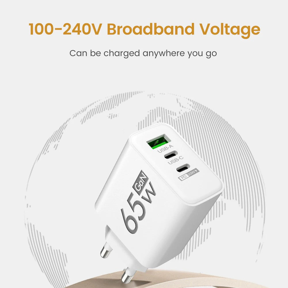 65W GaN USB Fast Charging Type C PD Charger ryshop