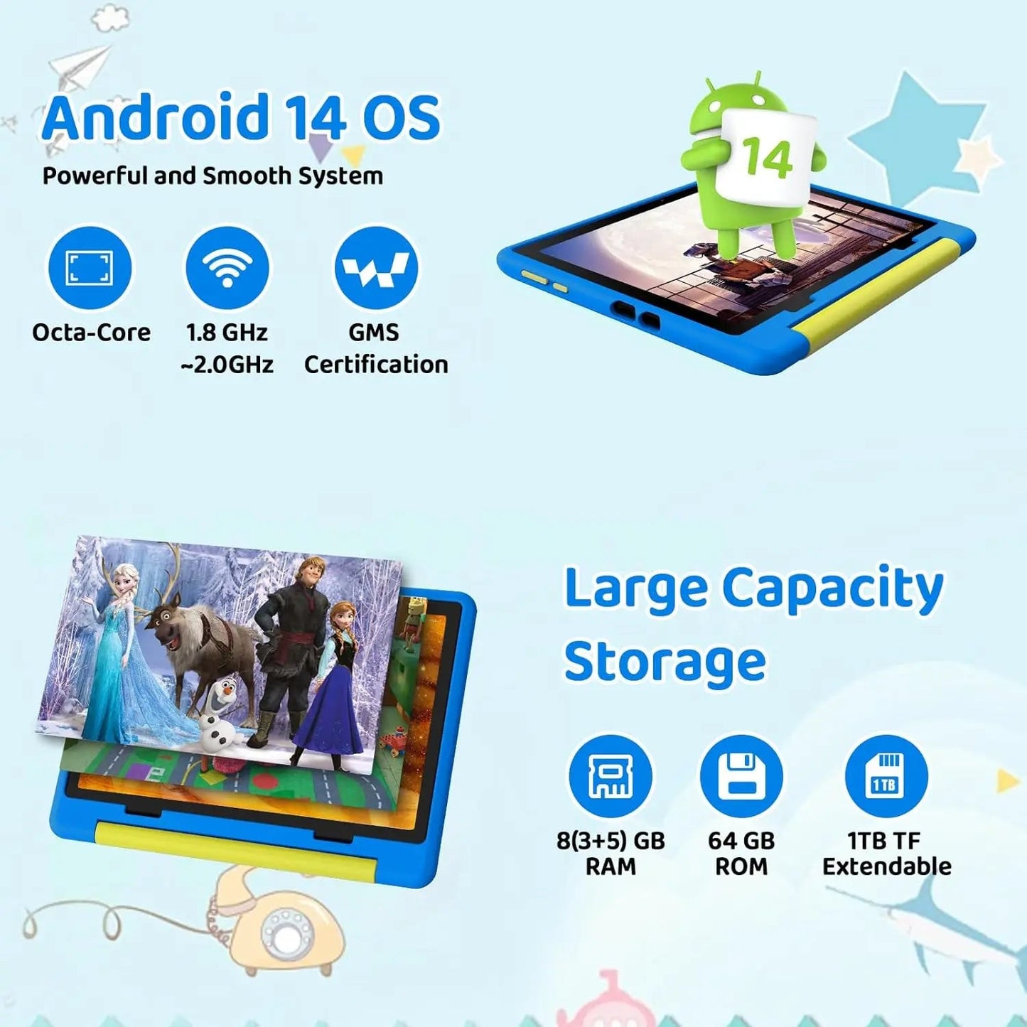 URAO 10 Inch Cartoon Pattern Kids Tablet ryshop