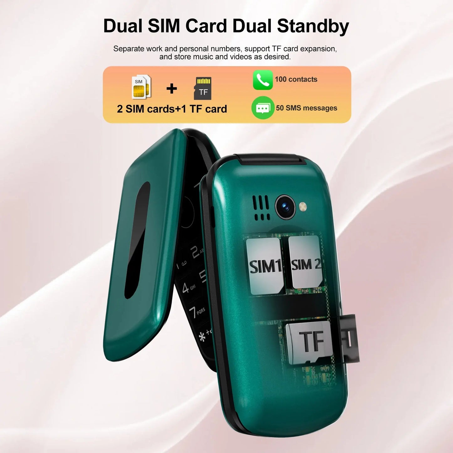 SERVO F4 Foldable Mobile Phone - Dual SIM with Call Recording ryshop
