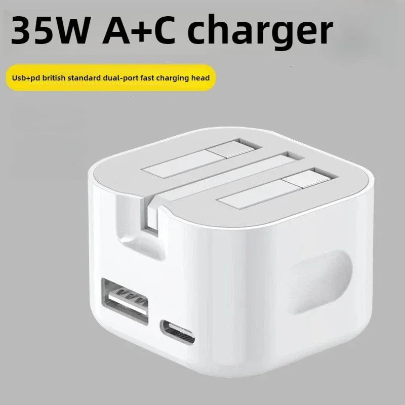 Super Fast Quick Charging Dual Ports PD A+C 20W 35W UK GB AC Home Travel USB C Charger ryshop