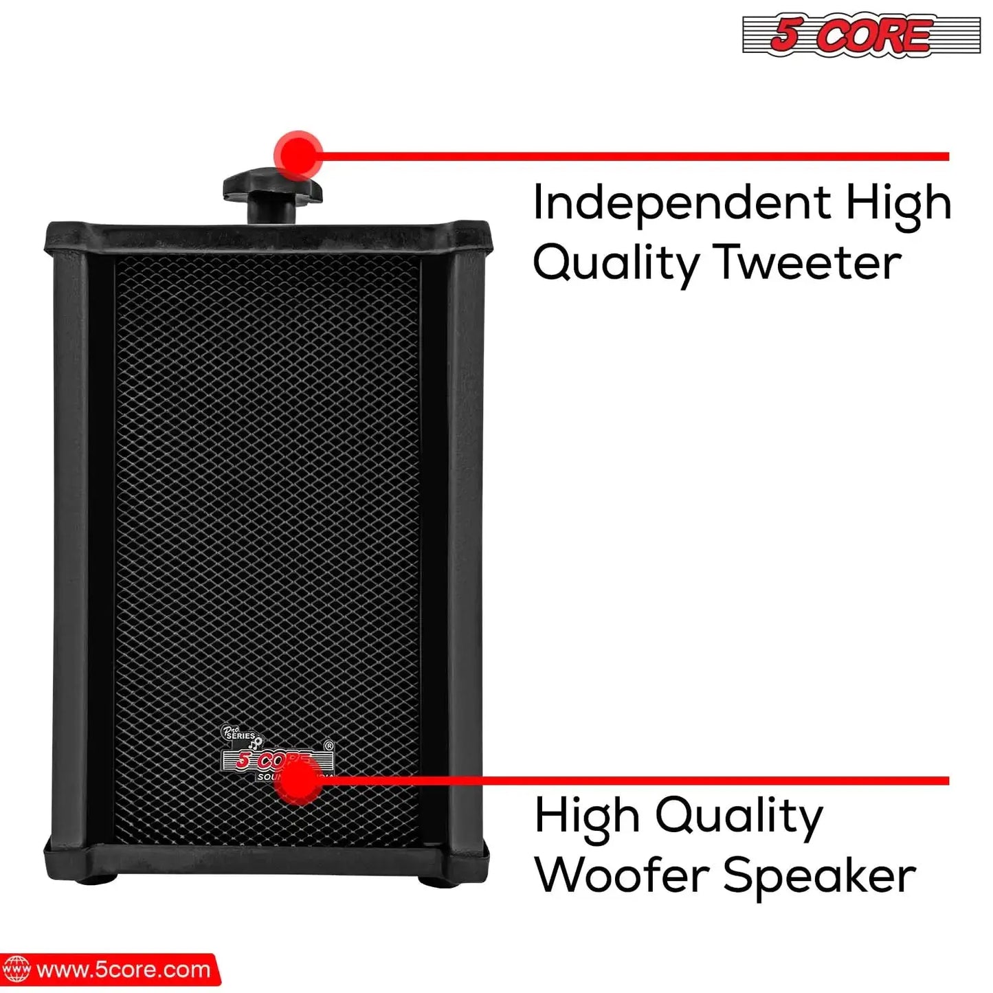 5Core Outdoor Speakers Stereo In Wall 100W Peak Passive Home Audio System ryshop