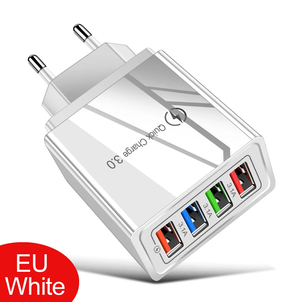 EOENKK 3A USB Charger 4 Port Quick Charge 3.0 Wall Adapter ryshop