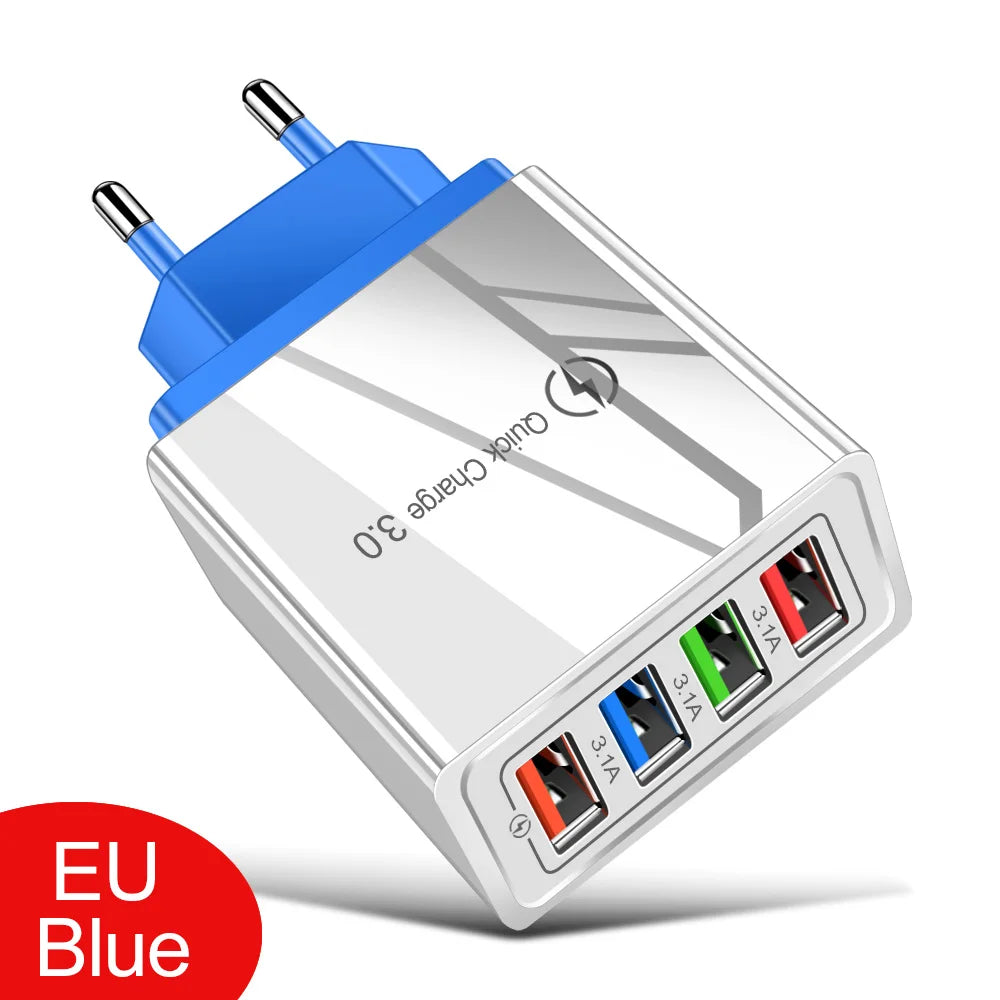 EOENKK 3A USB Charger 4 Port Quick Charge 3.0 Wall Adapter ryshop