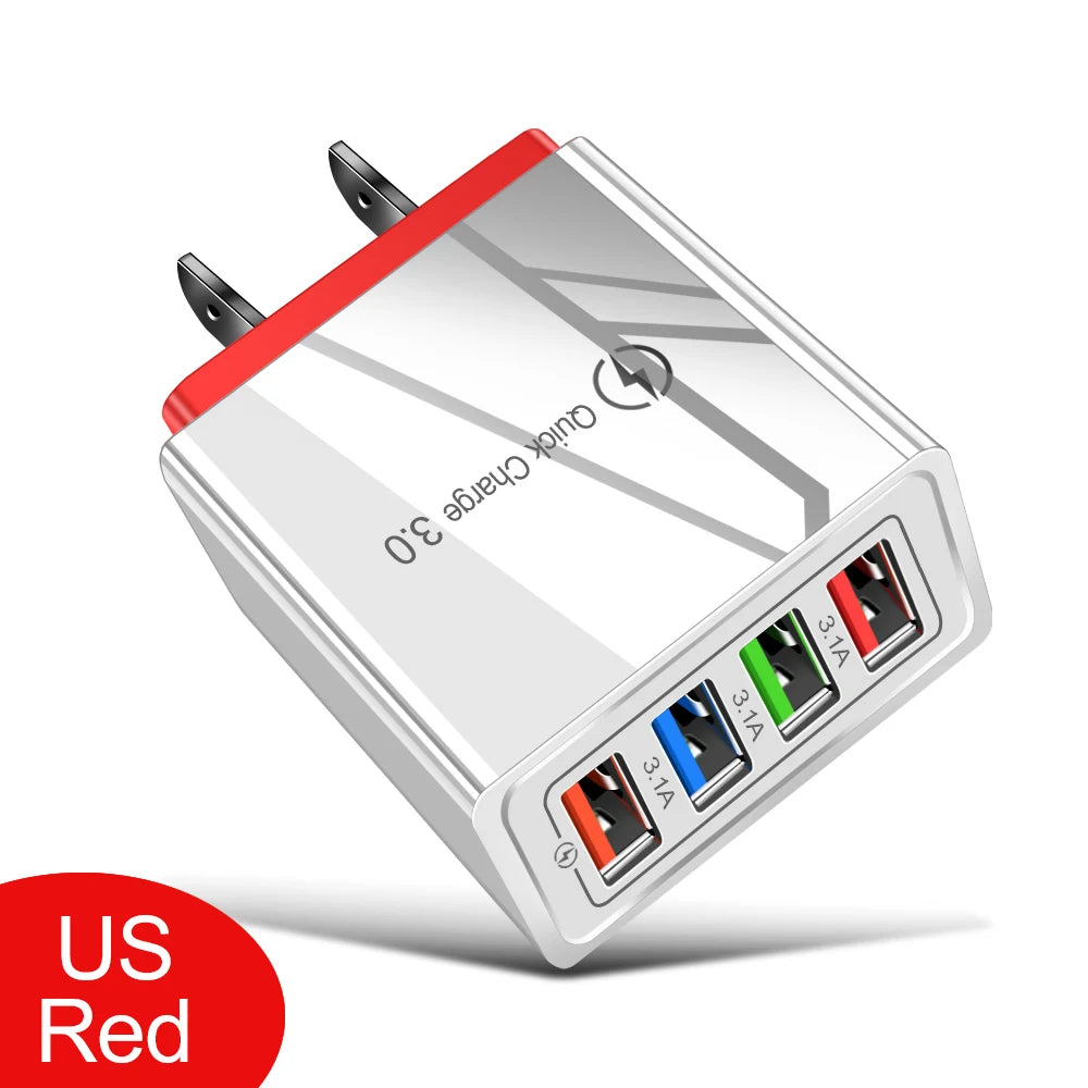 EOENKK 3A USB Charger 4 Port Quick Charge 3.0 Wall Adapter ryshop