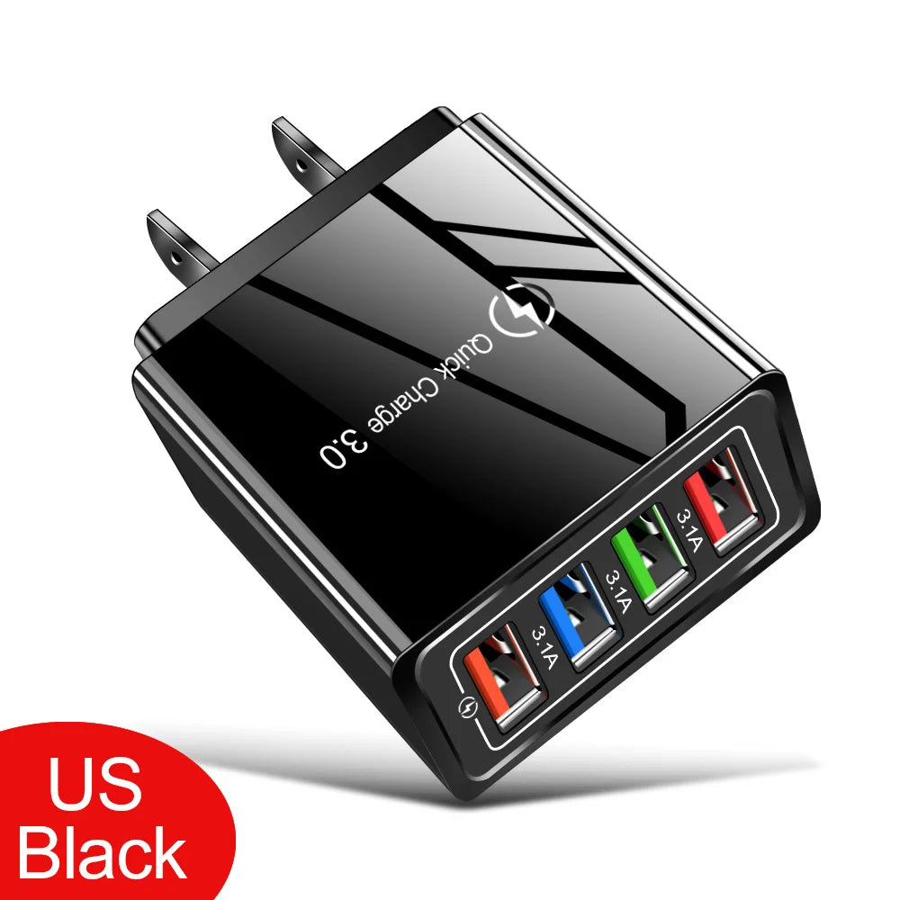 EOENKK 3A USB Charger 4 Port Quick Charge 3.0 Wall Adapter ryshop