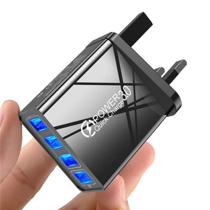 USLION 48W UK USB Charger Quick QC 3.0 4 Port USB Charger ryshop