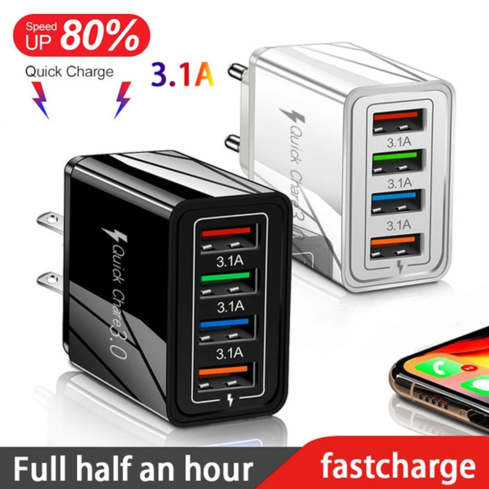 EOENKK 3A USB Charger 4 Port Quick Charge 3.0 Wall Adapter ryshop