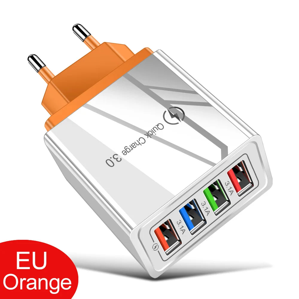 EOENKK 3A USB Charger 4 Port Quick Charge 3.0 Wall Adapter ryshop