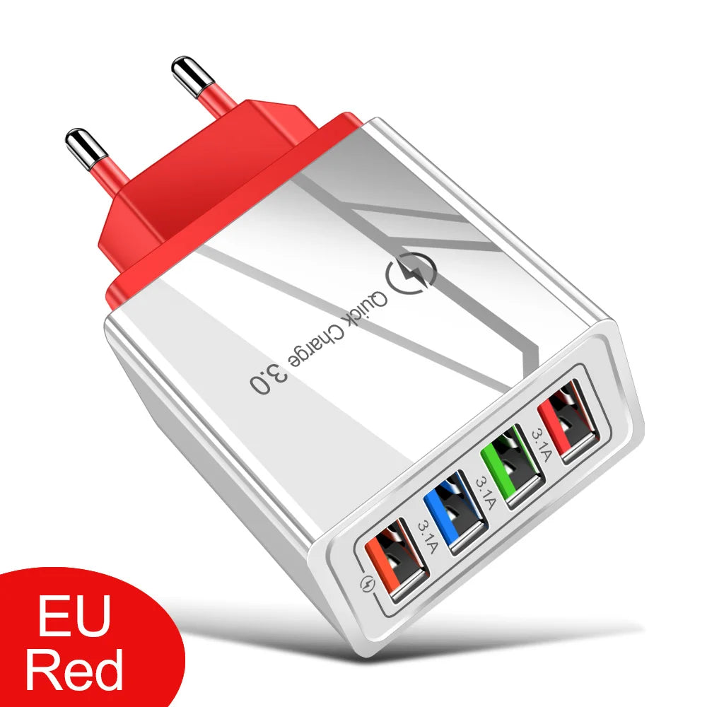 EOENKK 3A USB Charger 4 Port Quick Charge 3.0 Wall Adapter ryshop