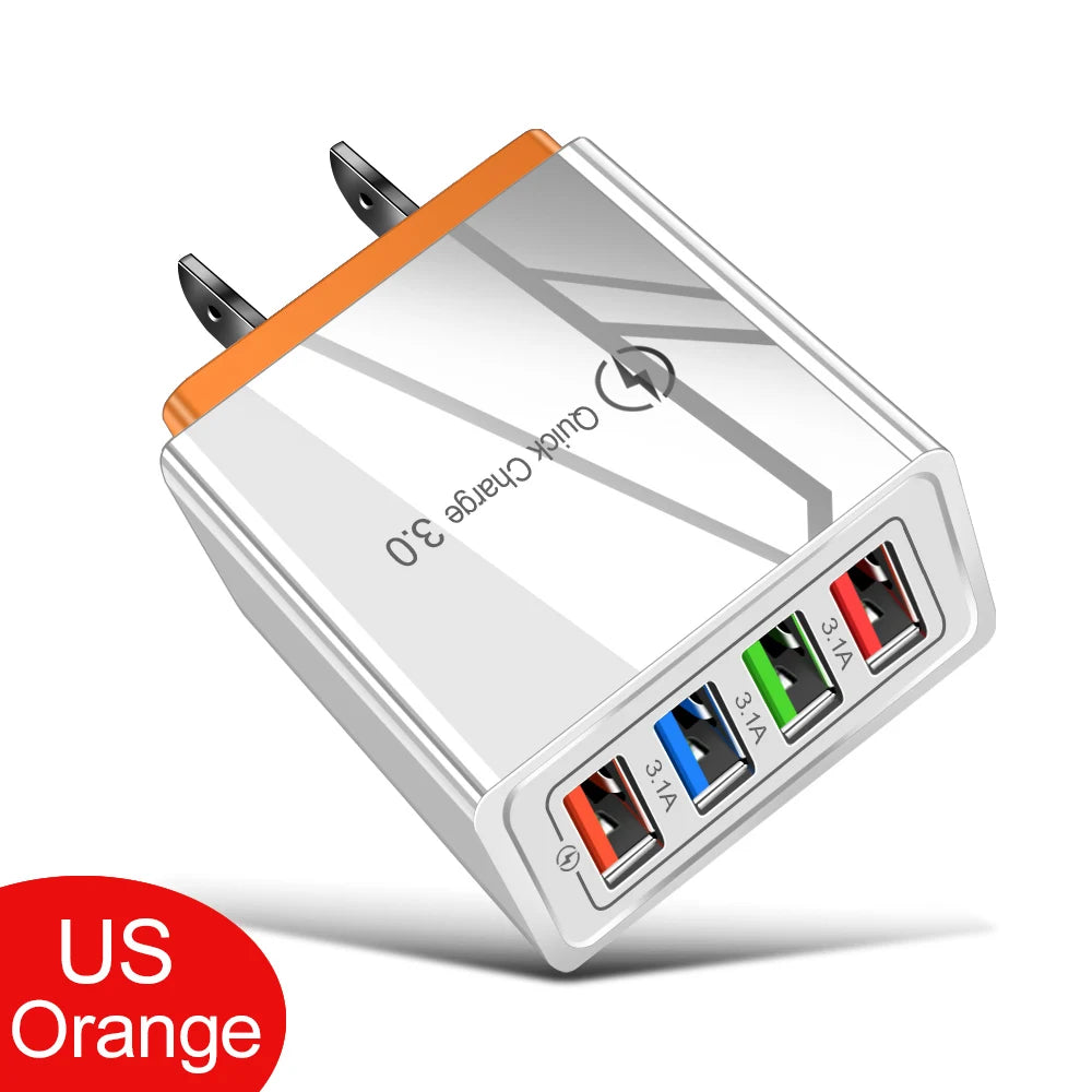 EOENKK 3A USB Charger 4 Port Quick Charge 3.0 Wall Adapter ryshop