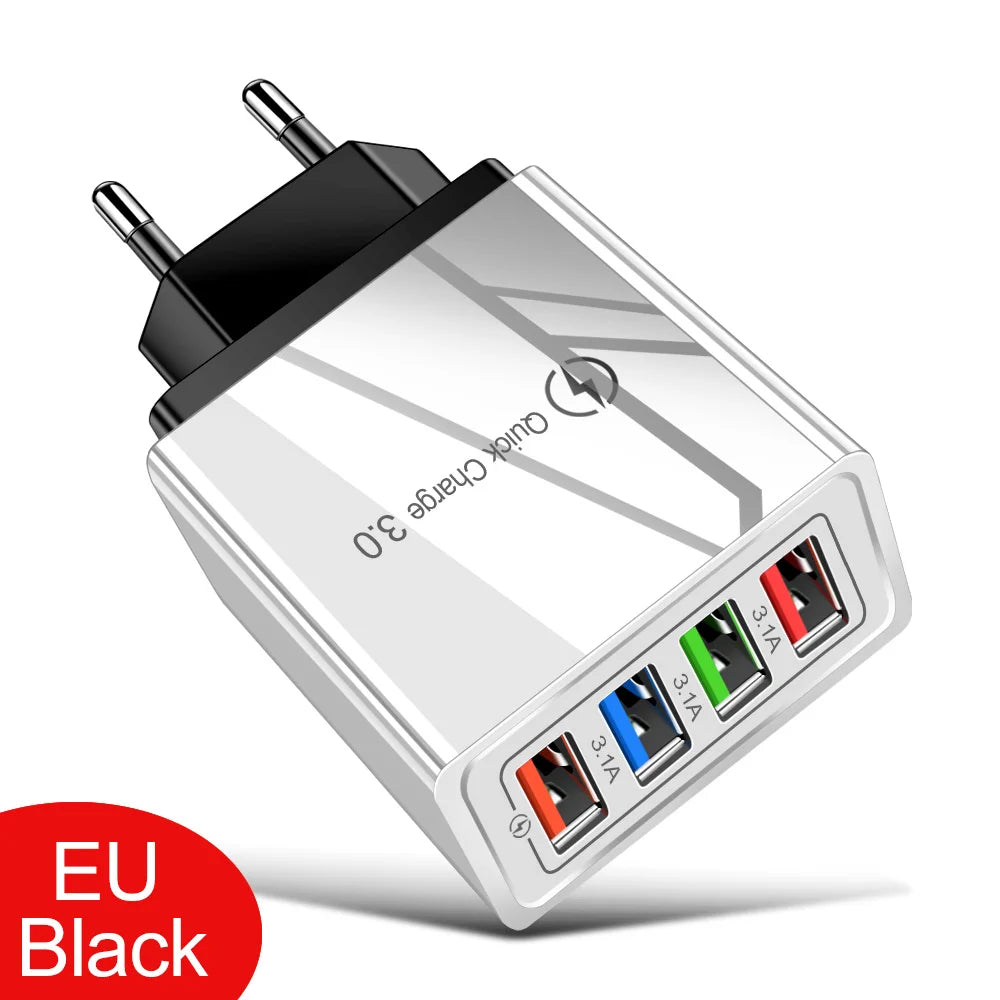 EOENKK 3A USB Charger 4 Port Quick Charge 3.0 Wall Adapter ryshop