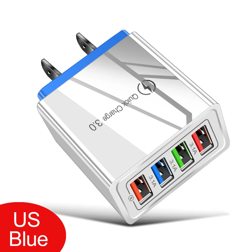 EOENKK 3A USB Charger 4 Port Quick Charge 3.0 Wall Adapter ryshop