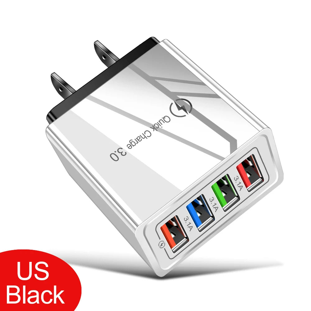 EOENKK 3A USB Charger 4 Port Quick Charge 3.0 Wall Adapter ryshop