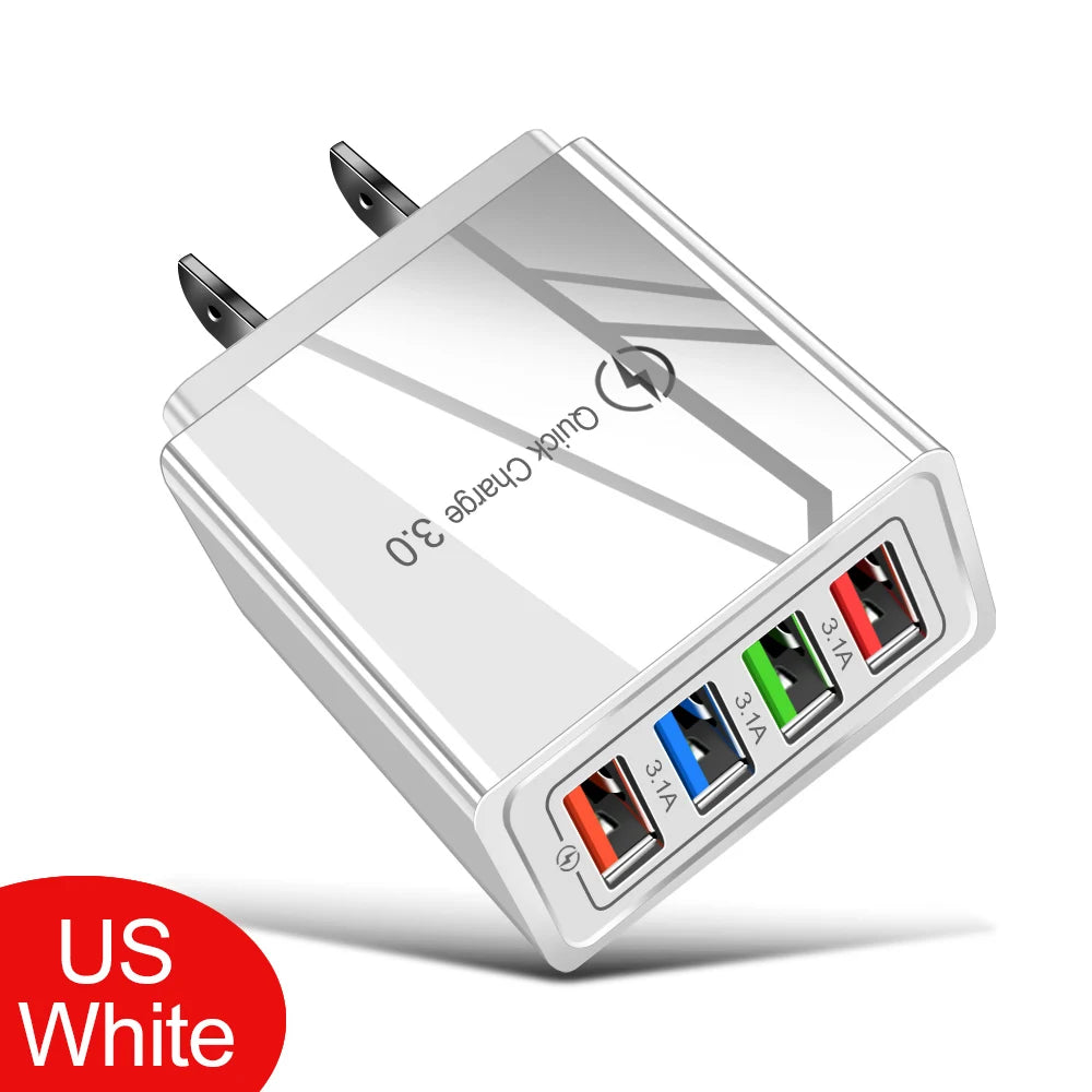 EOENKK 3A USB Charger 4 Port Quick Charge 3.0 Wall Adapter ryshop