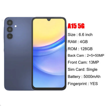 mobile phone tablet Cross-border exclusive for Sumsung A15 5G 4+128GB international version foreign order cheap smartphone Google