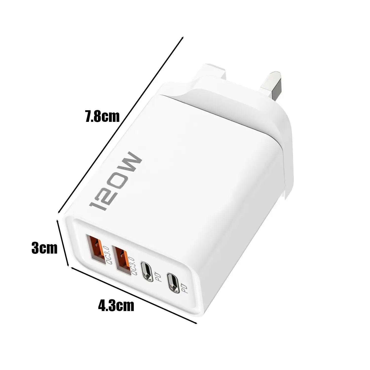 120W 4 Port USB Type C Charger - Fast Charging Adapter for Devices ryshop