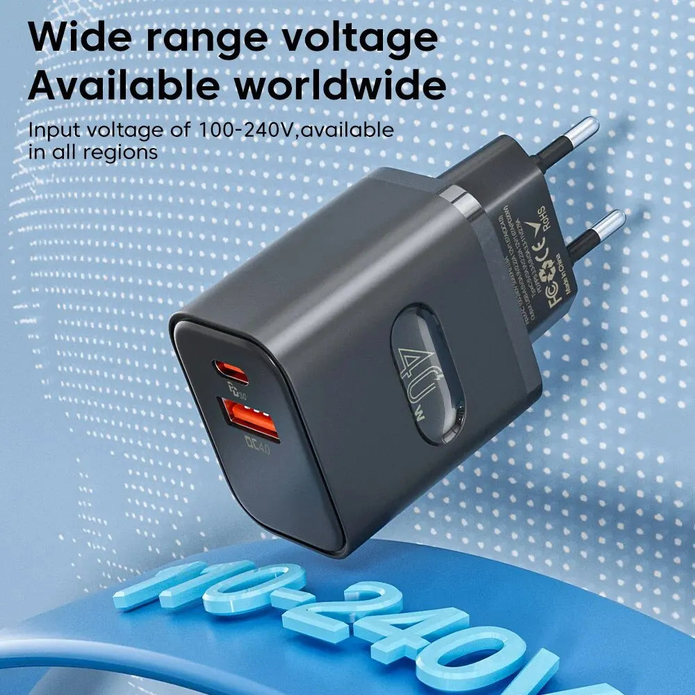 40W Dual Port USB Type C Charger - Quick Fast Charging Adapter ryshop