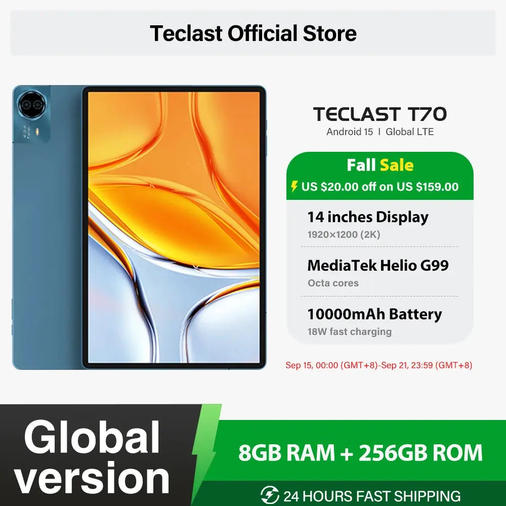 Teclast T70 Tablet 2025 - 14" FHD Android 15 ryshop