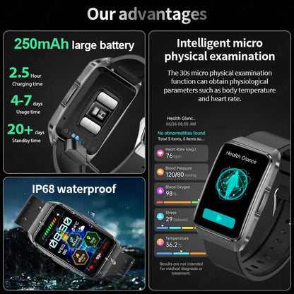 LIGE 2025 New AI Diagnosis Blood Lipids Uric Acid Body Composition Test Smart Watch Men ECG+PPG Bluetooth Call Health Smartwatch