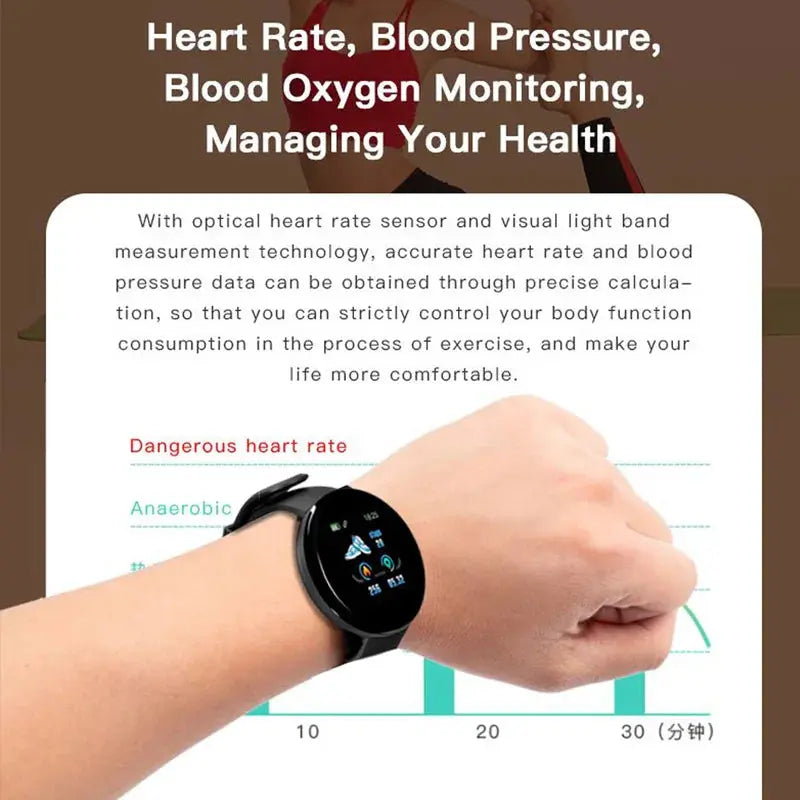 D18 Smart Watch for Men and Women - Blood Pressure Waterproof Fitness Tracker ryshop
