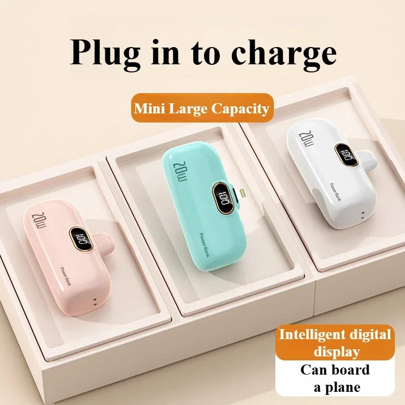 Mini 10000mAh Power Bank with Built Cable for Mobile Devices ryshop