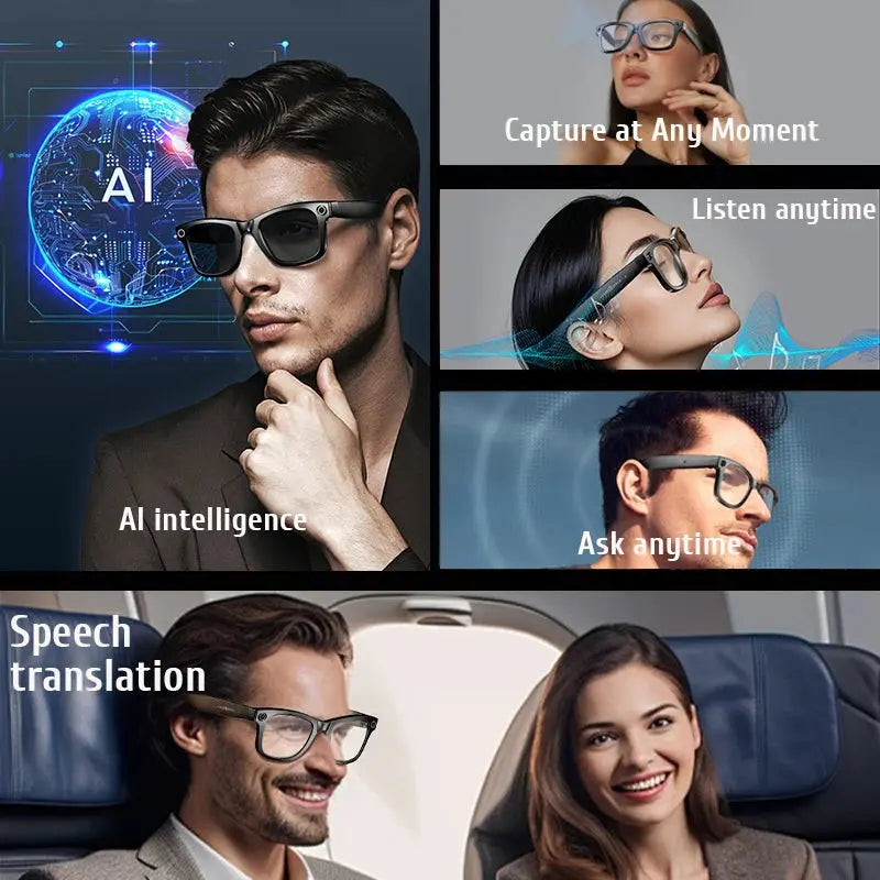 LIGE AI Smart Glasses 8MP Camera Video Recording Translator Sunglasses Men Women Bluetooth Call Music Play Color-Changing Lenses ryshop