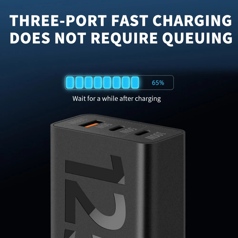 125W 3 Ports USB Type C Fast Charging Phone Charger Adapter ryshop