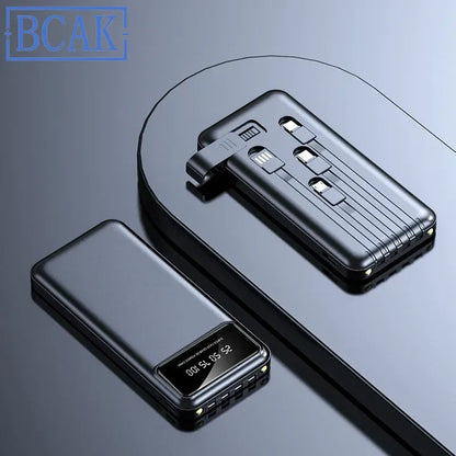 BCAK 20000mAh Mini Power Bank with Built-in Cable and Fast Charging ryshop