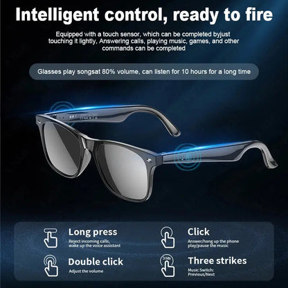 LIGE Smart Glasses Wireless Bluetooth Camera Control Sunglasses AI Intelligent Translation Audio Glasses Support 163 Languages