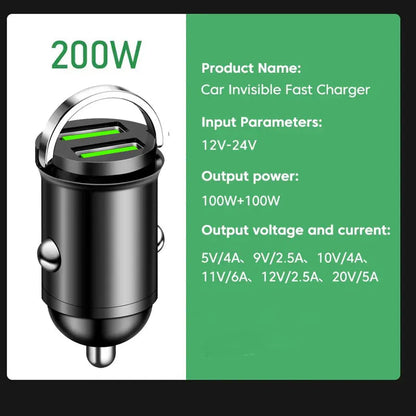 100W Dual Ports Mini USB Car Charger - Super Fast Charging Adapter ryshop