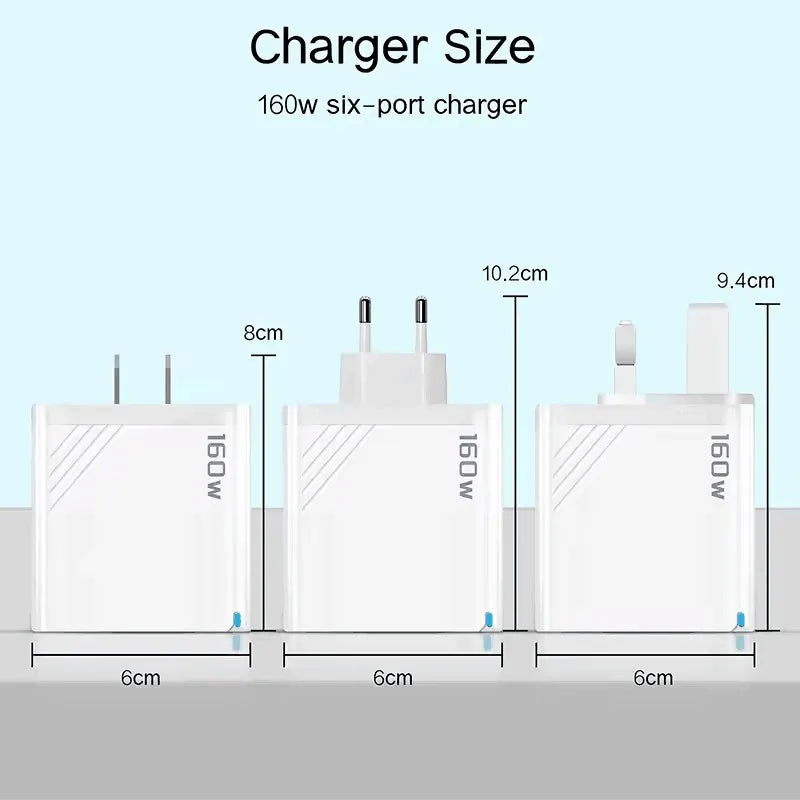 160W 6 Ports PD Fast Charging Wall Adapter ryshop
